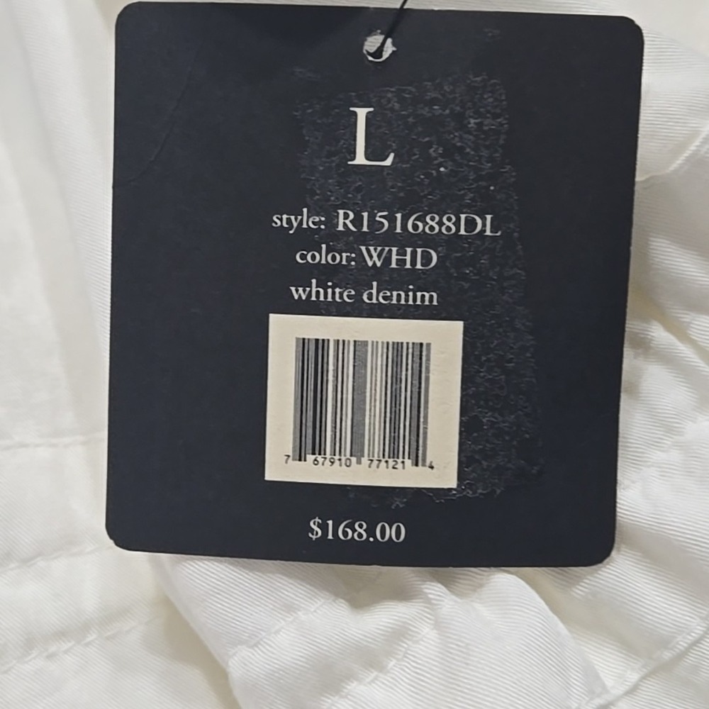 ZOZO White Denim Button Front Ripstop Long Sleeve Lightweight Jacket Shirt Large - Picture 7 of 8